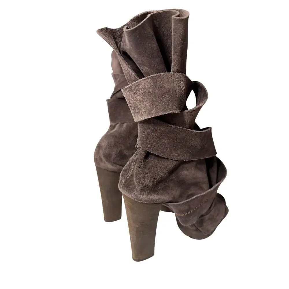 Chloe Suede Open-Toe Ankle Boots - Platform & Chunky Heel